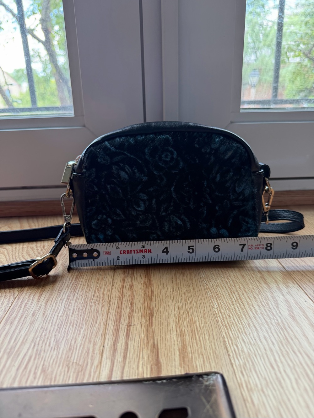 Laura Di Maggio Italy Leather Floral Crossbody Bag Black Blue - Picture 5 of 8